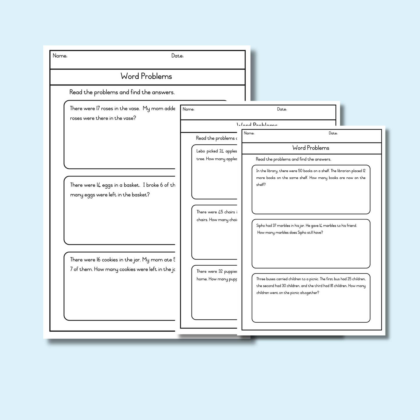 Word Problems Worksheets