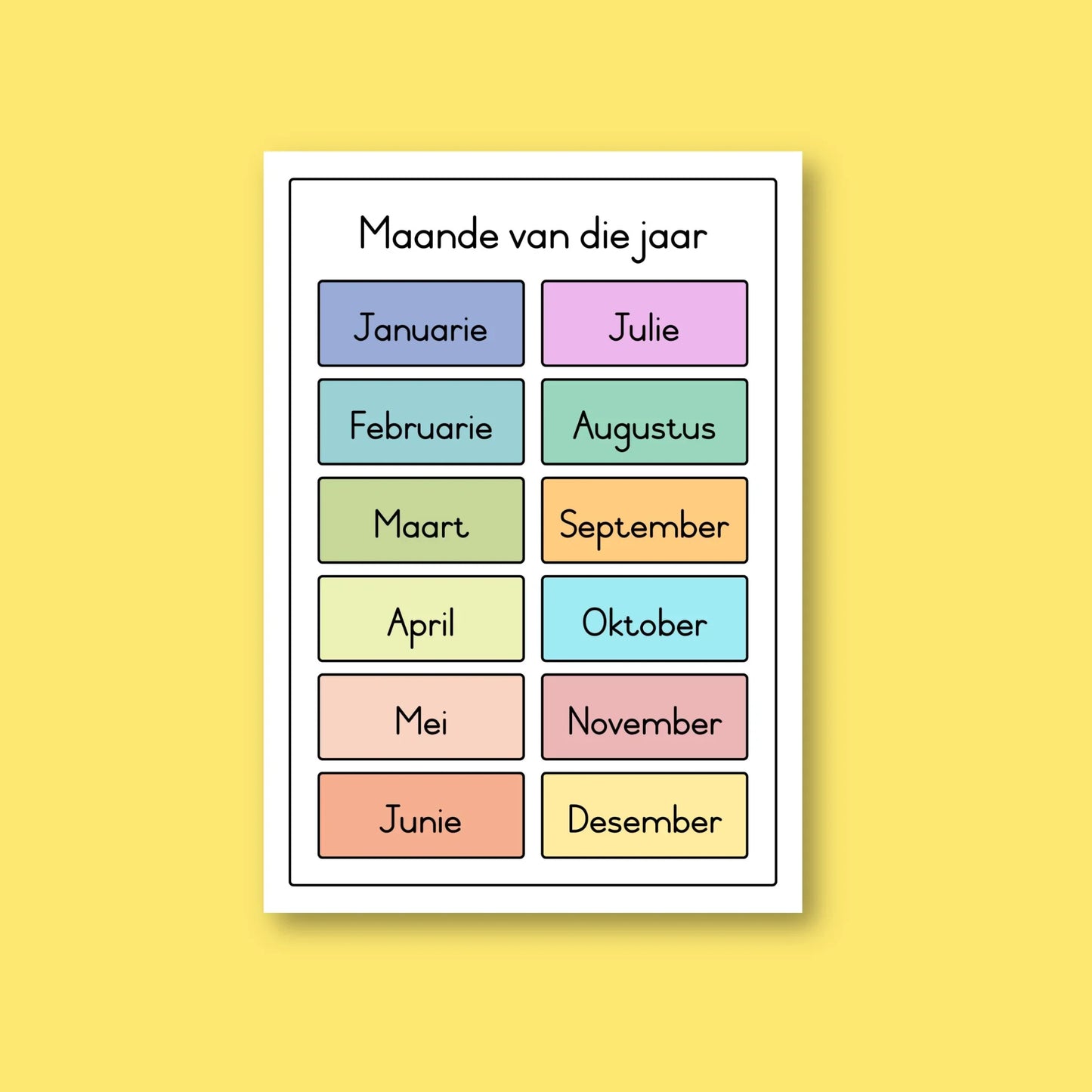 Maande van die jaar Kaart A3