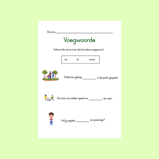 Voegwoorde Werkkaart (Freebie)