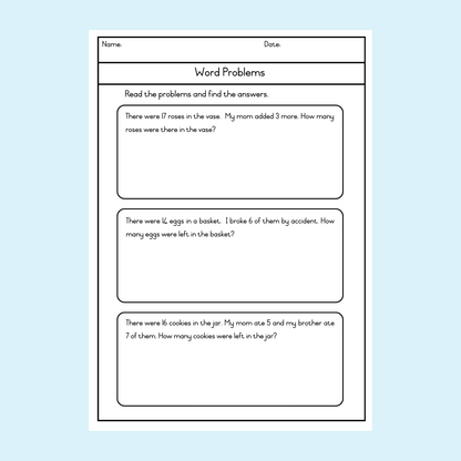 Word Problems Worksheets