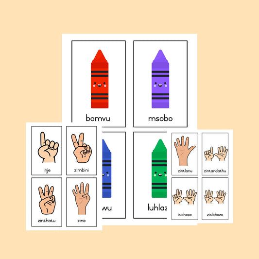isiXhosa Display Cards (numbers, colours, vocabulary)