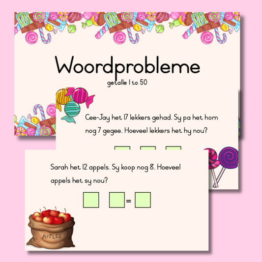 Woordprobleme PowerPoint (Getalle 1 tot 50)