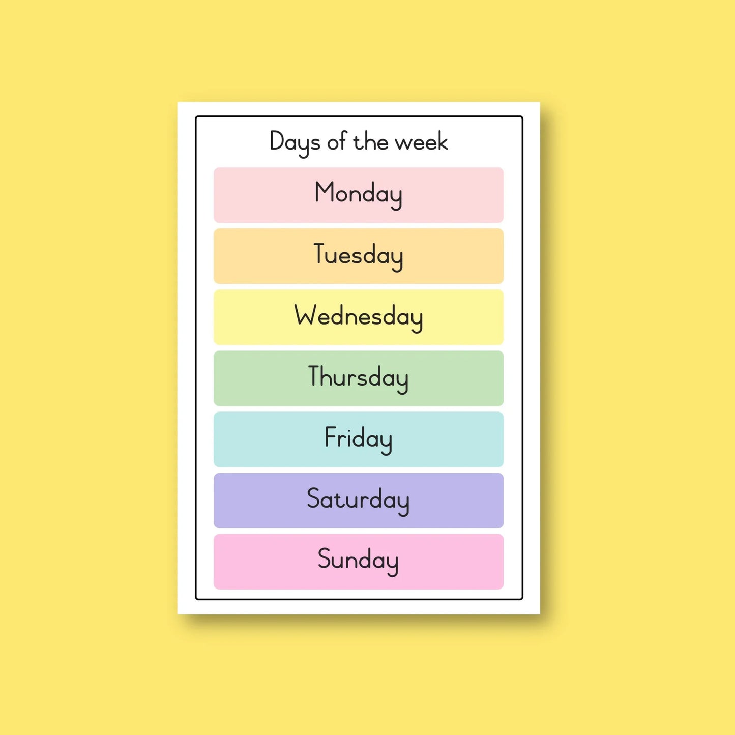 Days of the week poster