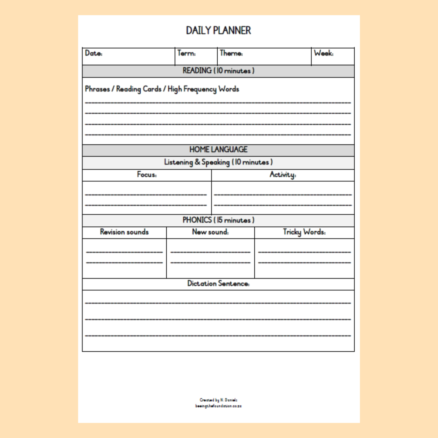 DAILY PLANNER (SUNSHINE)