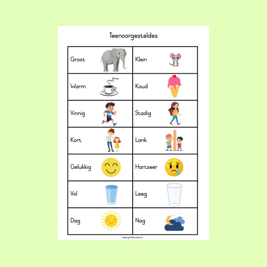 Teenoorgesteldes Muurkaart